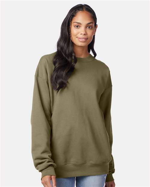Hanes F260 Unisex Ultimate Cotton Crewneck Sweatshirt - Oregano - model front