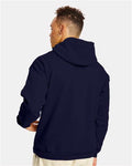 Hanes P170 EcoSmart Hooded Sweatshirt - Athletic Navy - model back