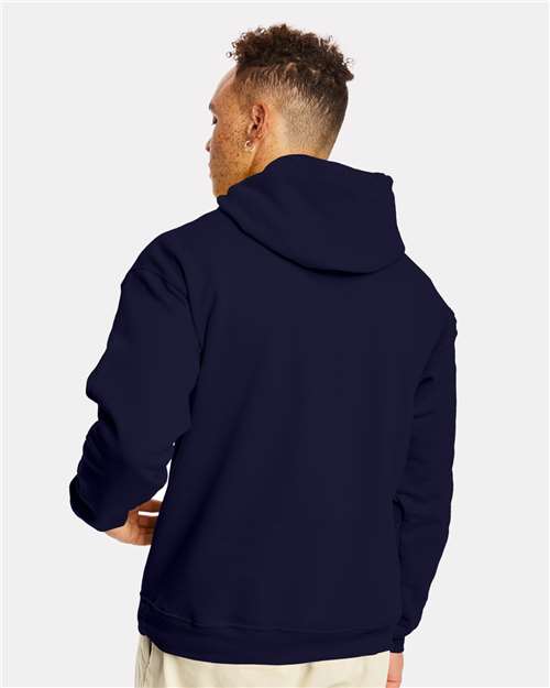 Hanes P170 EcoSmart Hooded Sweatshirt - Athletic Navy - model back