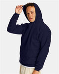 Hanes P170 EcoSmart Hooded Sweatshirt - Athletic Navy - model side