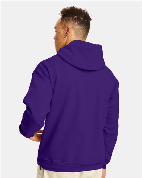 Hanes P170 EcoSmart Hooded Sweatshirt - Athletic Purple - model back