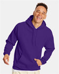 Hanes P170 EcoSmart Hooded Sweatshirt - Athletic Purple - model front