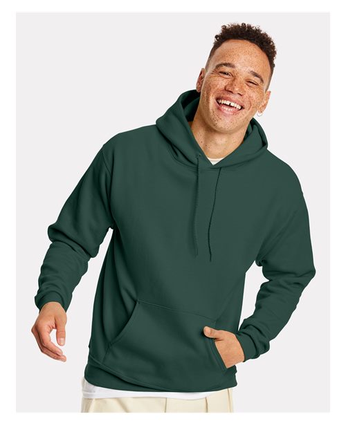 Hanes P170 EcoSmart Hooded Sweatshirt - Athletic Dark Green - model front