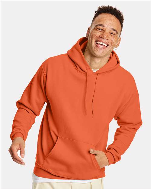 Hanes P170 EcoSmart Hooded Sweatshirt - Texas Orange - model front