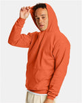 Hanes P170 EcoSmart Hooded Sweatshirt - Texas Orange - model side