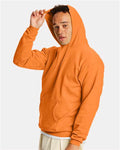 Hanes P170 EcoSmart Hooded Sweatshirt - Tennessee Orange - model side