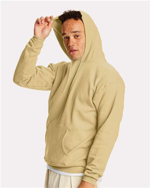 Hanes P170 EcoSmart Hooded Sweatshirt - Athletic Gold - model side
