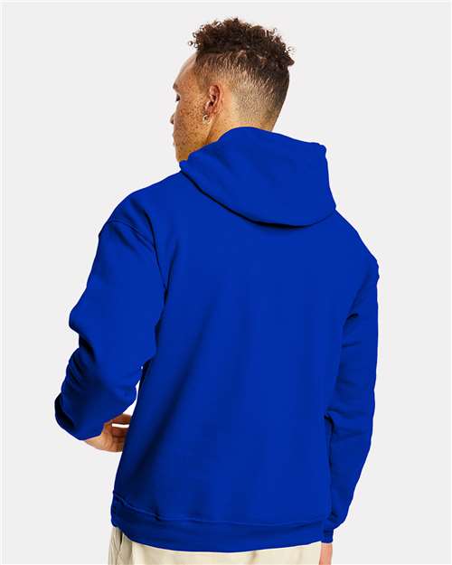 Hanes P170 EcoSmart Hooded Sweatshirt - Athletic Royal - model back