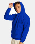 Hanes P170 EcoSmart Hooded Sweatshirt - Athletic Royal - model side