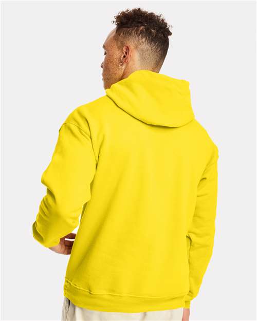 Hanes P170 EcoSmart Hooded Sweatshirt - Athletic Yellow - model back