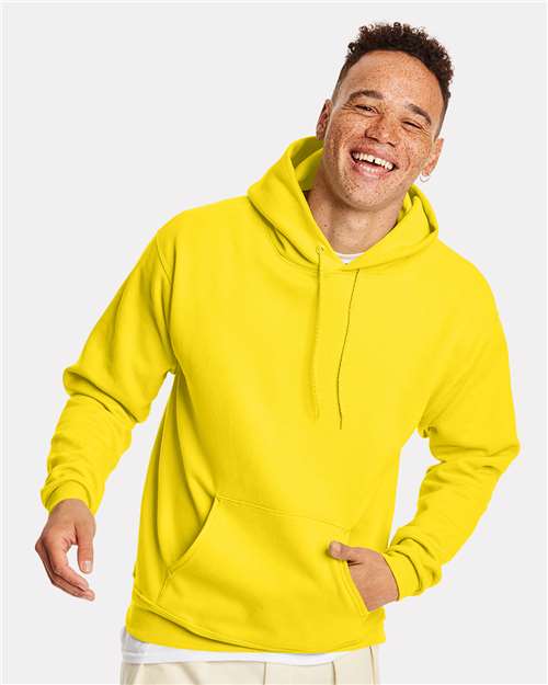 Hanes P170 EcoSmart Hooded Sweatshirt - Athletic Yellow - model front