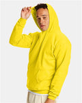 Hanes P170 EcoSmart Hooded Sweatshirt - Athletic Yellow - model side