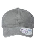 Infinity Her CASSIE Women's Pigment-Dyed with Fashion Undervisor Cap - Light Grey/ Polka Dots - front