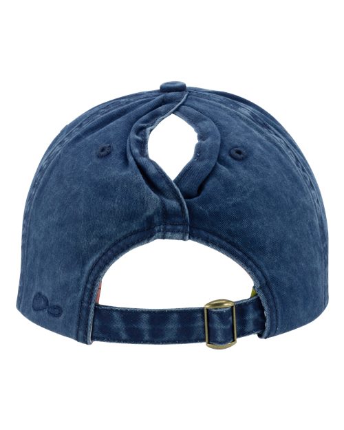 Infinity Her CASSIE Women's Pigment-Dyed with Fashion Undervisor Cap - Navy/ Stripes - back