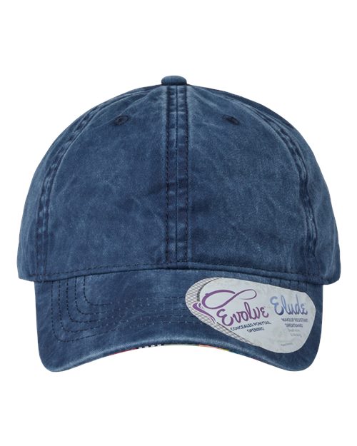 Infinity Her CASSIE Women's Pigment-Dyed with Fashion Undervisor Cap - Navy/ Stripes - front