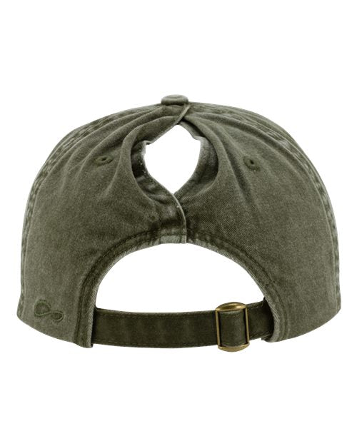 Infinity Her CASSIE Women's Pigment-Dyed with Fashion Undervisor Cap - Olive/ Camo - back