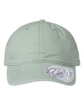 Infinity Her CASSIE Women's Pigment-Dyed with Fashion Undervisor Cap - Sage/ Polka Dots - front