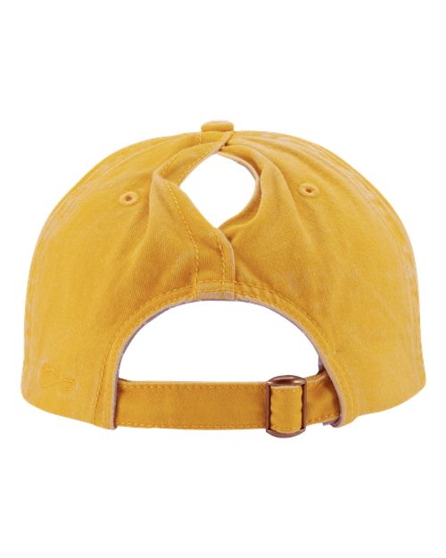 Infinity Her CASSIE Women's Pigment-Dyed with Fashion Undervisor Cap - Sunset Yellow/ Polka Dots - back