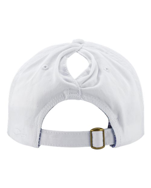 Infinity Her CASSIE Women's Pigment-Dyed with Fashion Undervisor Cap - White/ Floral - back
