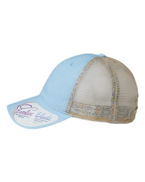 Infinity Her TESS Women's Washed Mesh-Back Cap - Cashmere Blue/ Floral - side