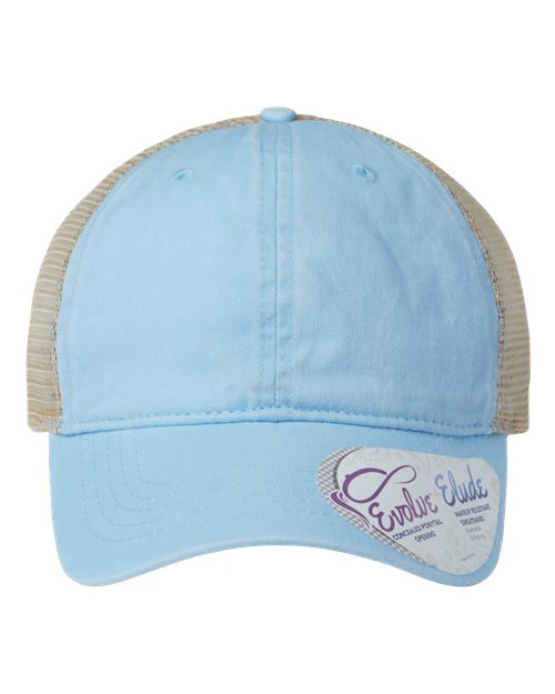 Infinity Her TESS Women's Washed Mesh-Back Cap - Cashmere Blue/ Floral - front