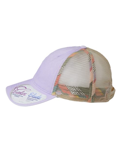 Infinity Her TESS Women's Washed Mesh-Back Cap - Lavender/ Stripes - side