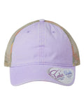 Infinity Her TESS Women's Washed Mesh-Back Cap - Lavender/ Stripes - front