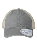 Infinity Her TESS Women's Washed Mesh-Back Cap - Light Grey/ Polka Dots - front