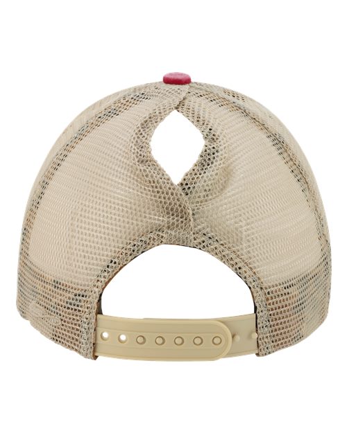 Infinity Her TESS Women's Washed Mesh-Back Cap - Red/ Leopard - back