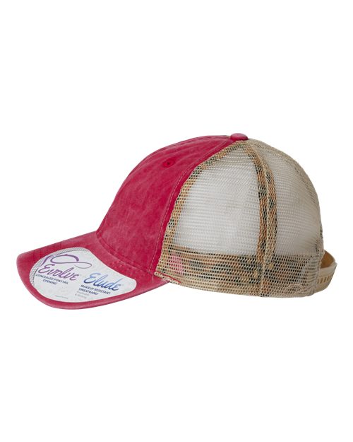 Infinity Her TESS Women's Washed Mesh-Back Cap - Red/ Leopard - side
