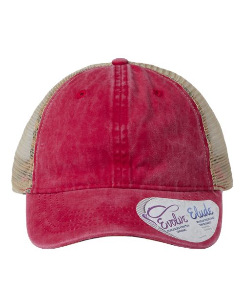 Infinity Her TESS Women's Washed Mesh-Back Cap - Red/ Leopard - front