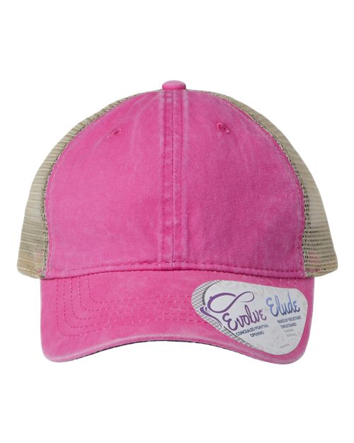 Infinity Her TESS Women's Washed Mesh-Back Cap - Rose/ Polka Dots - front