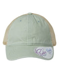 Infinity Her TESS Women's Washed Mesh-Back Cap - Sage/ Polka Dots - front