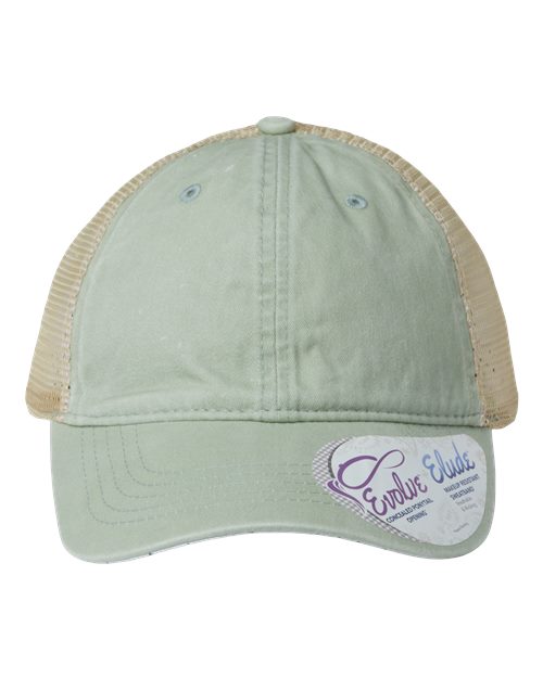 Infinity Her TESS Women's Washed Mesh-Back Cap - Sage/ Polka Dots - front