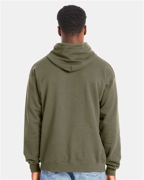 Hanes RS170 Unisex Perfect Sweats Hooded Sweatshirt - Fatigue Green - model back