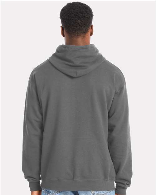 Hanes RS170 Unisex Perfect Sweats Hooded Sweatshirt - Smoke Grey - model back