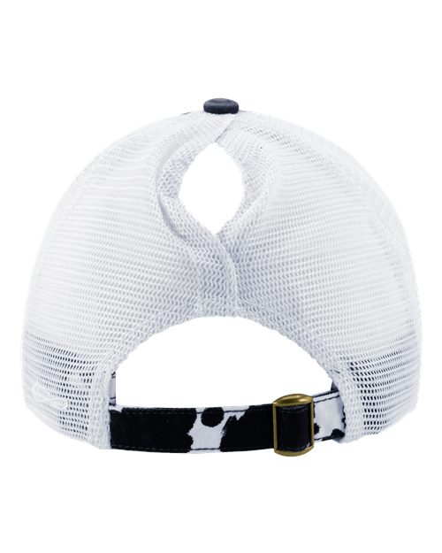 Infinity Her JANET Women's Printed Bill with Mesh Back Cap - Black/ Cow/ White - back