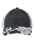Infinity Her JANET Women's Printed Bill with Mesh Back Cap - Black/ Cow/ White - front