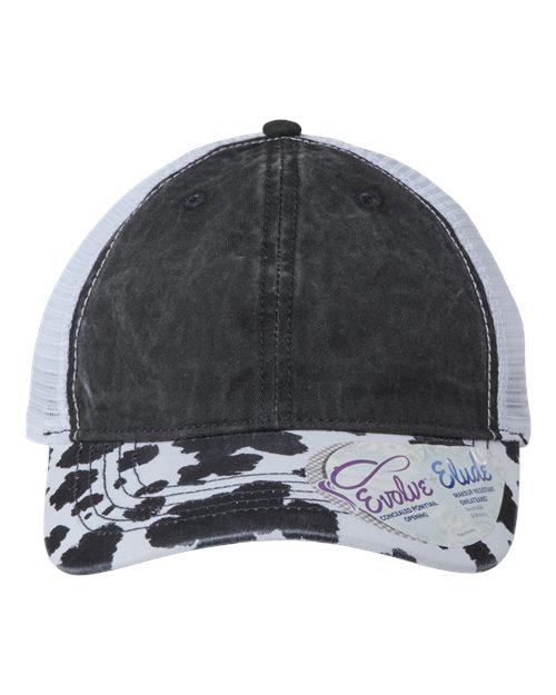 Infinity Her JANET Women's Printed Bill with Mesh Back Cap - Black/ Cow/ White - front