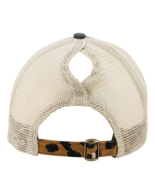 Infinity Her JANET Women's Printed Bill with Mesh Back Cap - Black/ Leopard/ Khaki - back