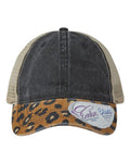 Infinity Her JANET Women's Printed Bill with Mesh Back Cap - Black/ Leopard/ Khaki - front