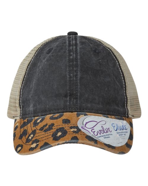 Infinity Her JANET Women's Printed Bill with Mesh Back Cap - Black/ Leopard/ Khaki - front
