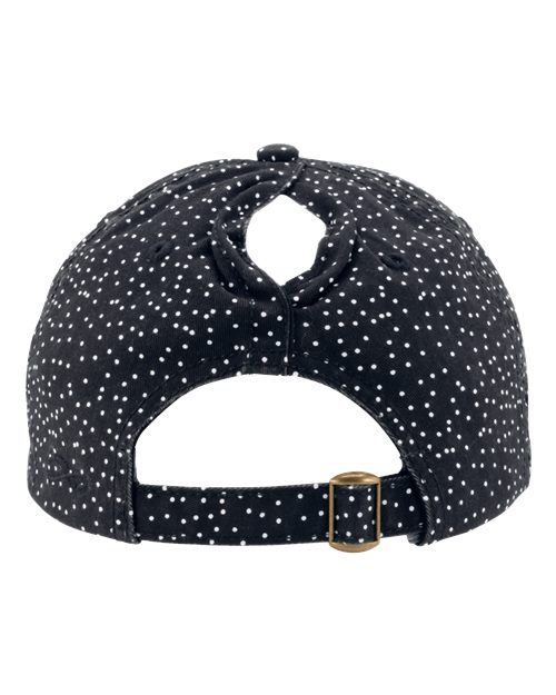 Infinity Her HATTIE Women's Unstructured Fashion Prints Cap - Black/ White Polka Dots - back