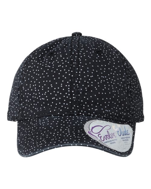 Infinity Her HATTIE Women's Unstructured Fashion Prints Cap - Black/ White Polka Dots - front