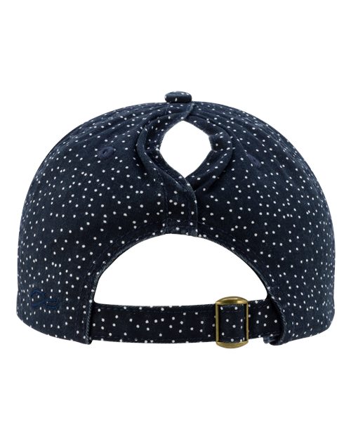 Infinity Her HATTIE Women's Unstructured Fashion Prints Cap - Navy/ White Polka Dots - back
