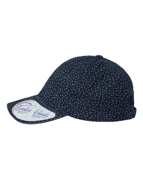 Infinity Her HATTIE Women's Unstructured Fashion Prints Cap - Navy/ White Polka Dots - side