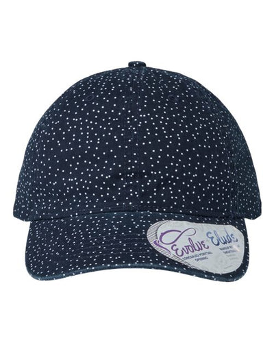 Infinity Her HATTIE Women's Unstructured Fashion Prints Cap - Navy/ White Polka Dots - front