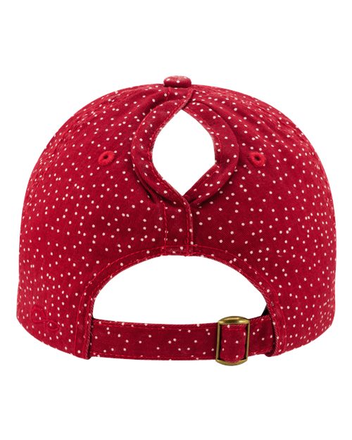 Infinity Her HATTIE Women's Unstructured Fashion Prints Cap - Red/ White Polka Dots - back