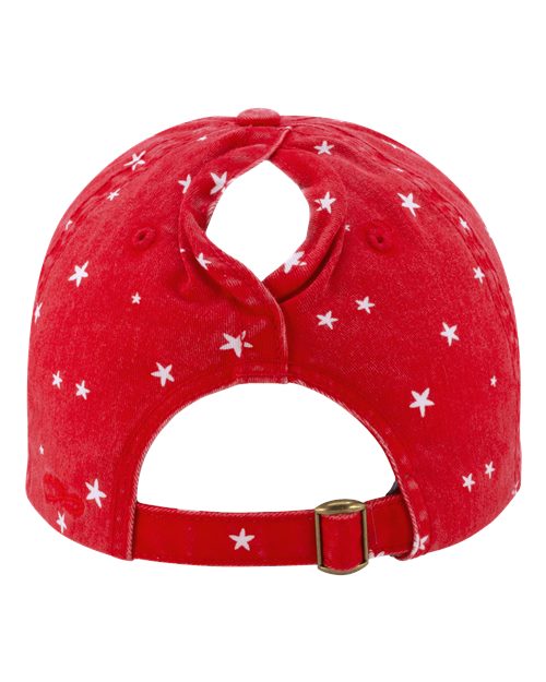 Infinity Her HATTIE Women's Unstructured Fashion Prints Cap - Red/ White Stars - back