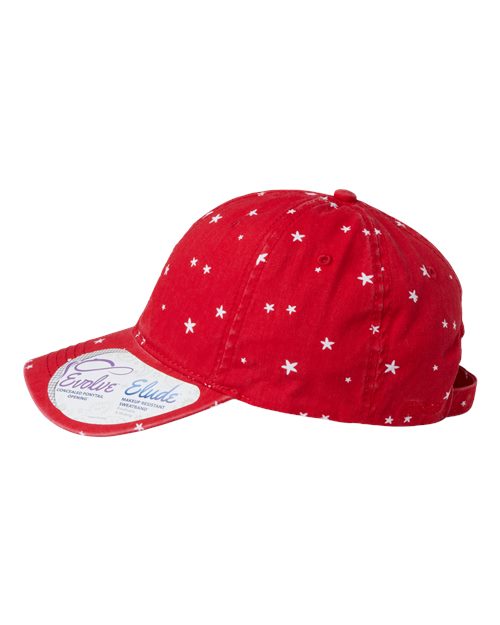 Infinity Her HATTIE Women's Unstructured Fashion Prints Cap - Red/ White Stars - side